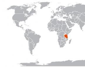 Karta Tanzanije u ruskom glavnom gradu Tanzanije na karti